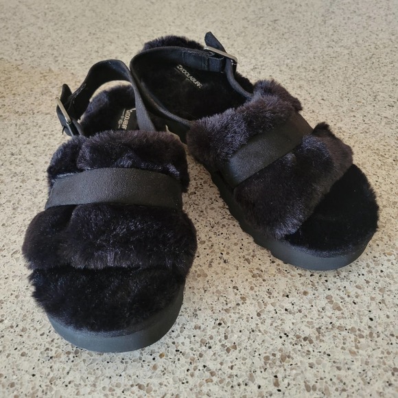 Koolaburra Shoes - Koolaburra by UGG Fuzz'd Out Womens Slingback Sandals Black NWOT✨️sz 8